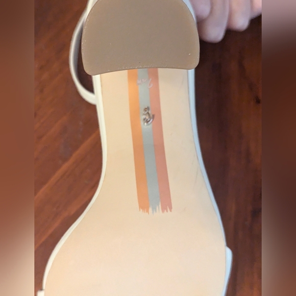 SAM EDELMAN Yaro Block Heel Elegant Cream Ankle Strap Heels NWT Size 7.5W - Picture 4 of 5